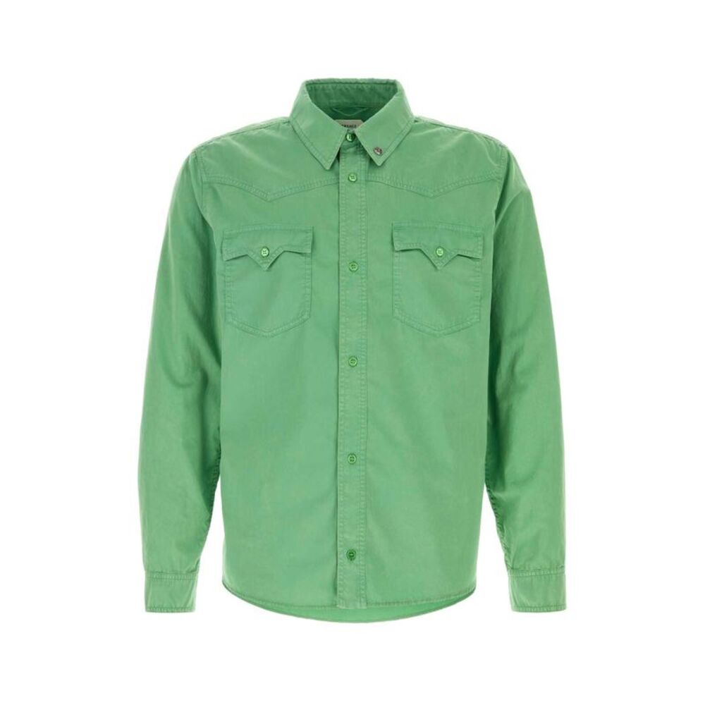 Versace Men Grass Green Cotton Shirt